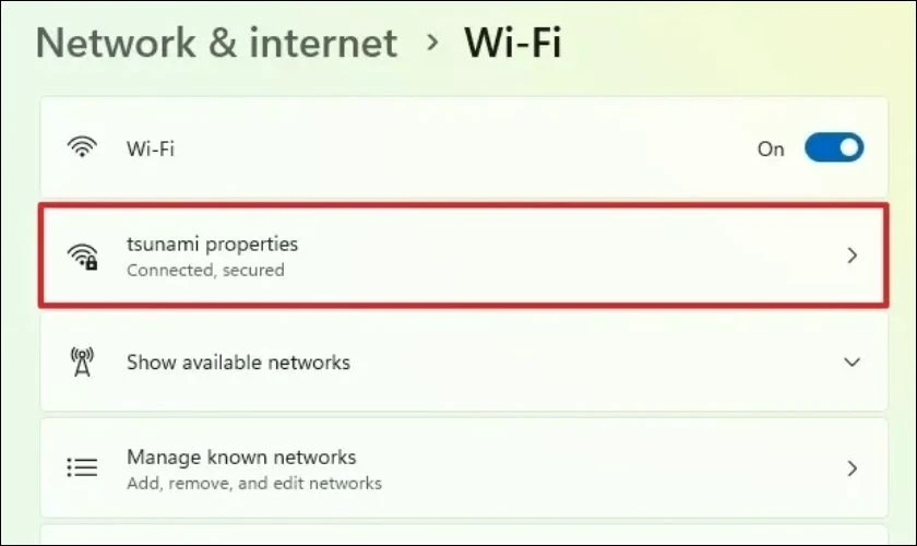 Click chuột vào tên Wifi