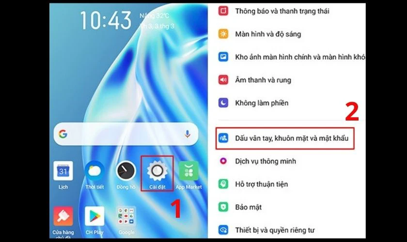 C&aacute;ch thay đổi mật khẩu v&acirc;n tay tr&ecirc;n điện thoại OPPO