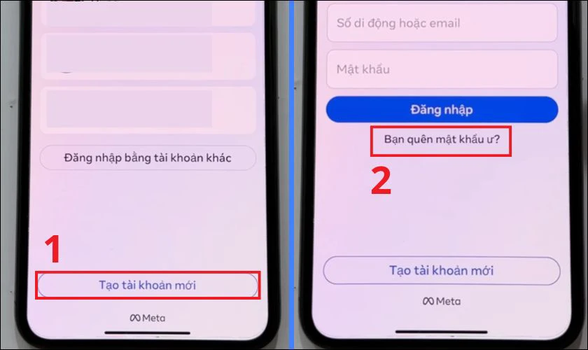 Nhấn Tạo tài khoản mới, nhấn vào Bạn quên mật khẩu ư?
