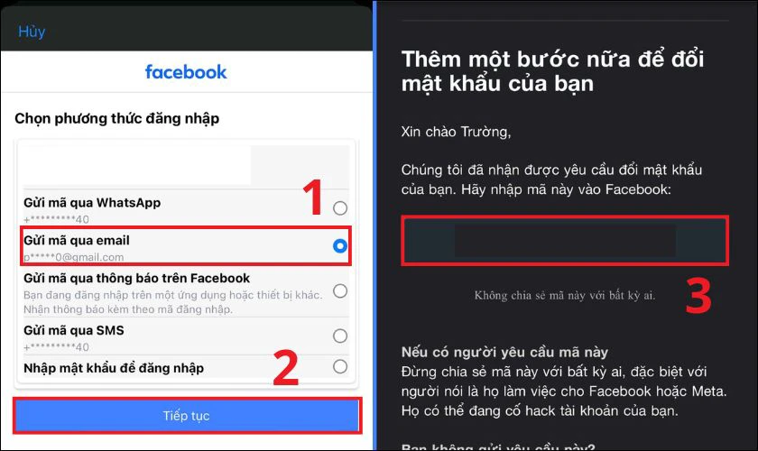 Click vào tùy chọn bạn đã liên kết, nhấn chọn Tiếp tục