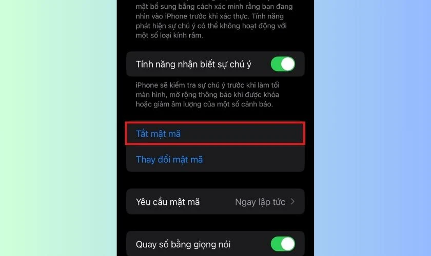 Nhập mật m&atilde; lại lần cuối để ho&agrave;n tất việc tắt mật khẩu iPhone