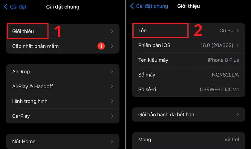 C&aacute;ch đổi t&ecirc;n AirDrop iPhone