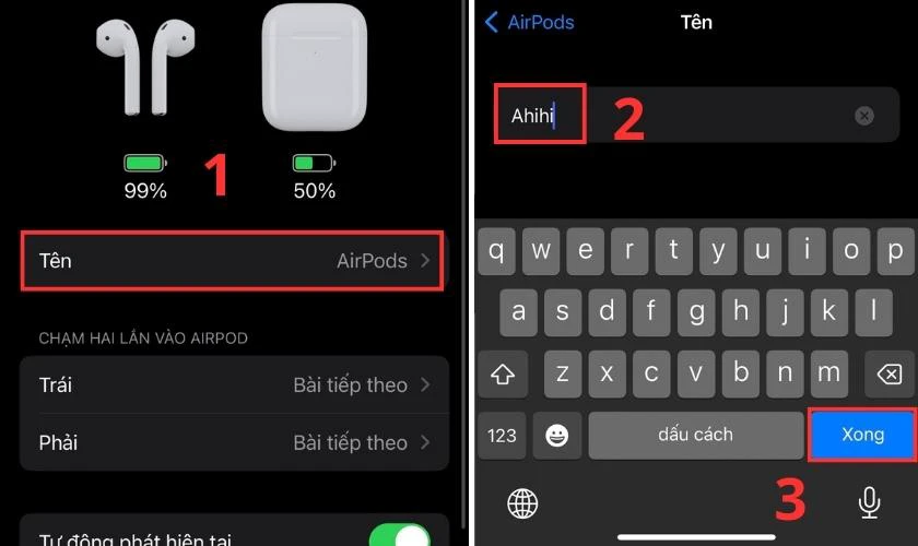Nhập vào tên muốn đổi cho thiết bị trong mục Tên rồi nhấn Xong