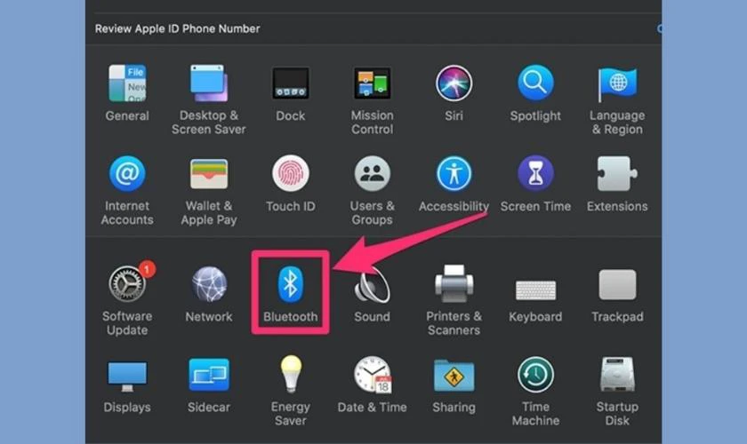 Nhấp chuột vào biểu tượng Bluetooth