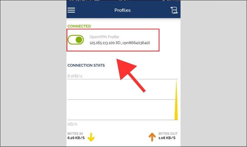 Giao diện OpenVPN, bạn bật c&ocirc;ng tắc ở Proxy