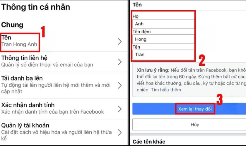 Thay đổi t&ecirc;n Facebook tr&ecirc;n điện thoại Android