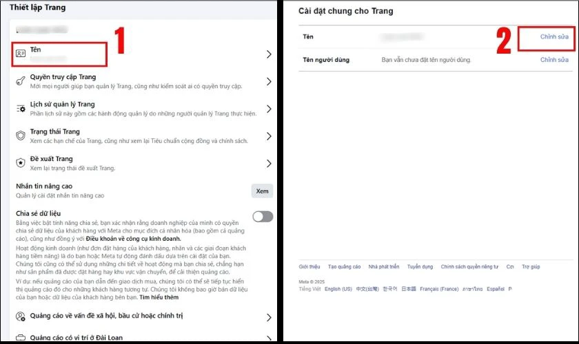 Thay đổi t&ecirc;n page Facebook