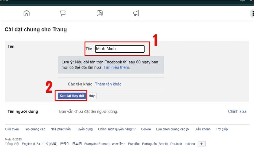 C&aacute;ch đổi t&ecirc;n page Facebook