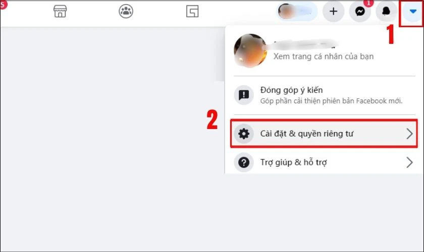 V&agrave;o C&agrave;i đặt, sau đ&oacute; chọn C&agrave;i đặt & quyền ri&ecirc;ng tư