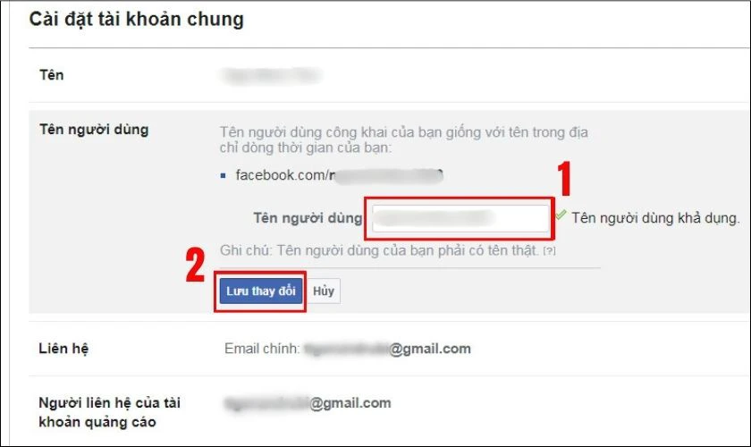 C&aacute;ch đổi t&ecirc;n link Facebook