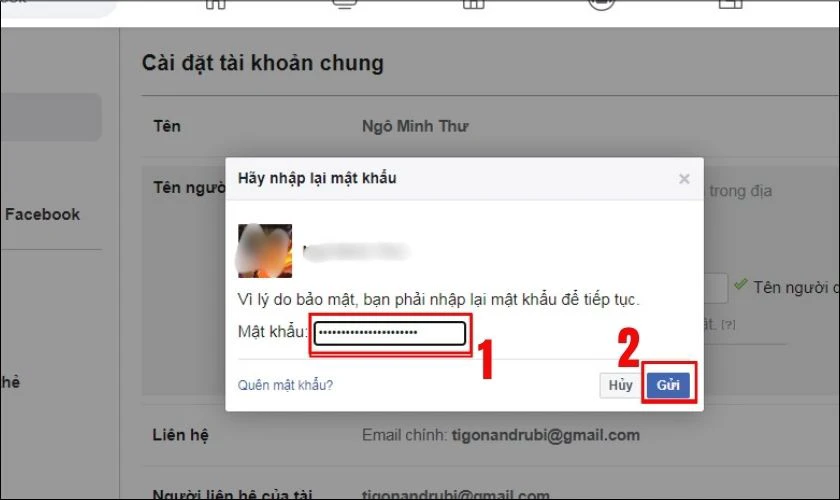 Nhập mật khẩu Facebook để x&aacute;c nhận thay đổi