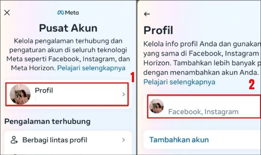 Chọn Profil v&agrave; chọn t&agrave;i khoản Facebook của bạn