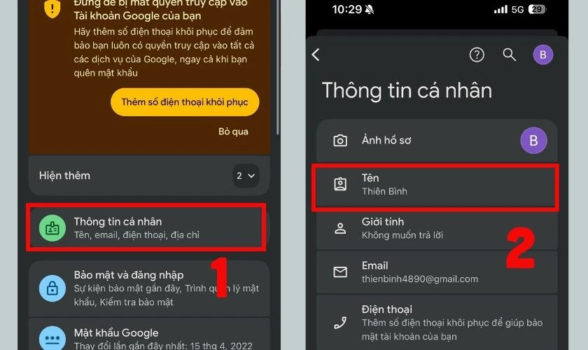 Cách đổi tên Gmail nhanh