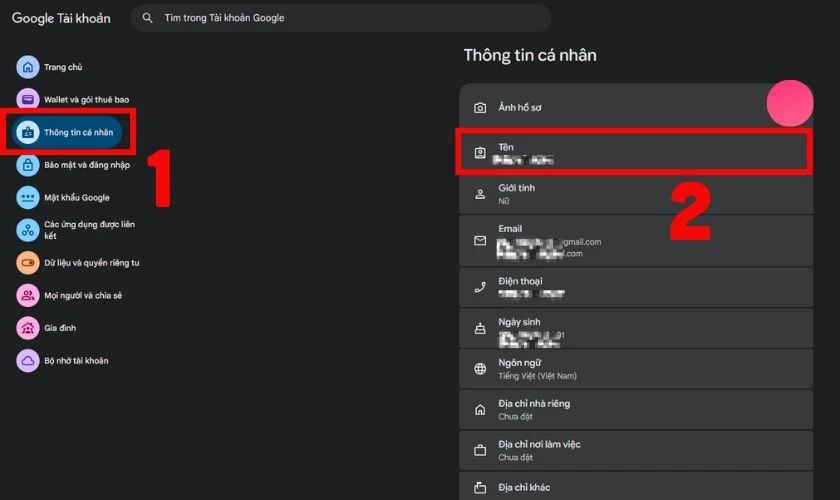 Cách đổi tên Gmail trên máy tính đơn giản