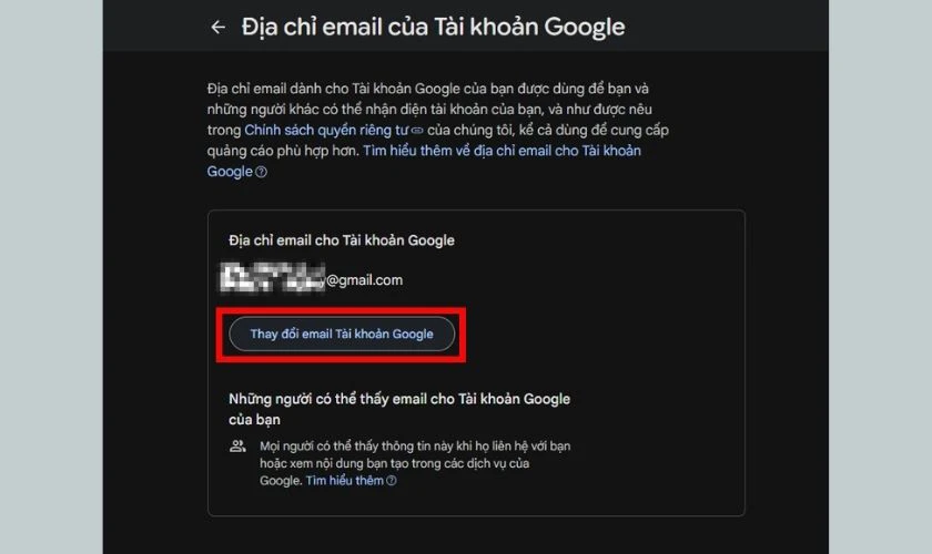 Thay đổi địa chỉ email