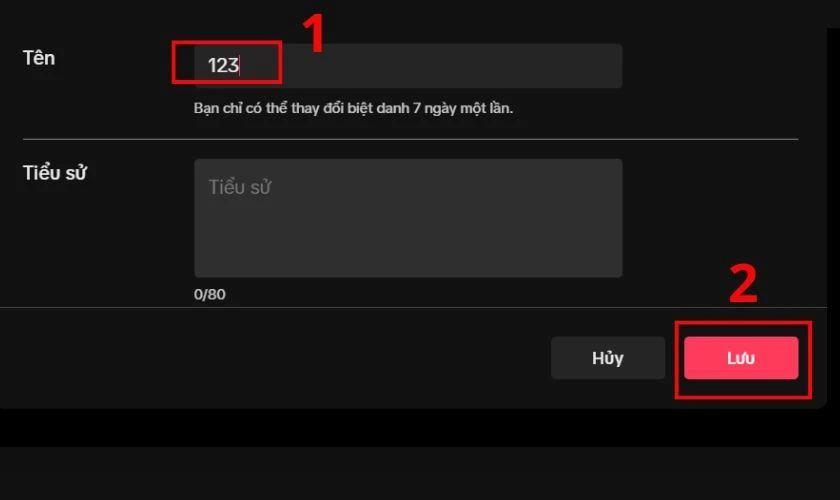 Đổi tên TikTok mới