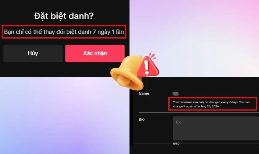 Không thể đổi tên TikTok