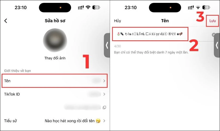 Cách đổi tên TikTok có kí tự đặc biệt