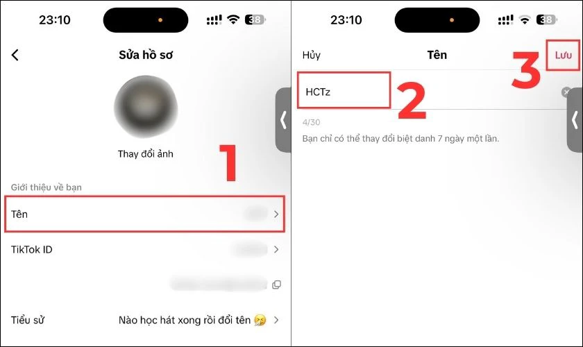 Cách đổi tên TikTok trên điện thoại