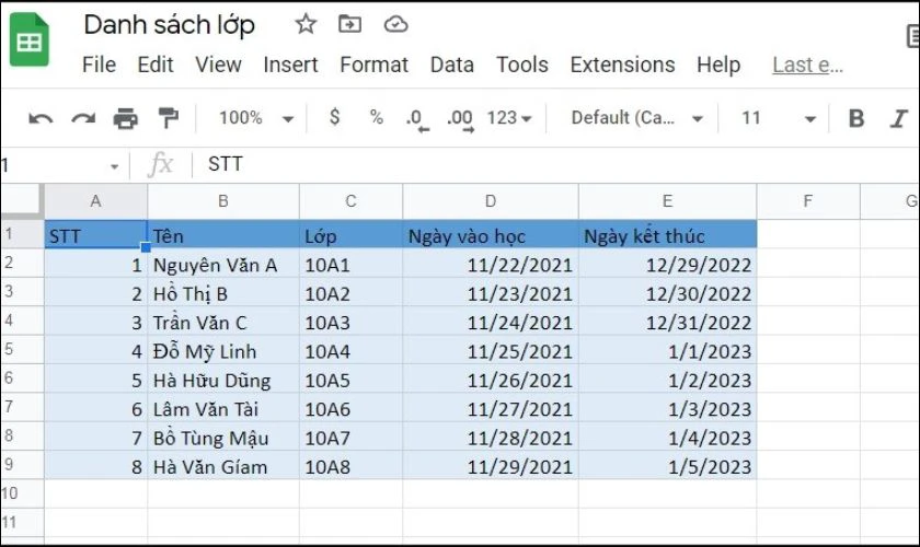 Lúc này, bạn sẽ thấy file Excel được hiển thị dưới dạng Google Sheet