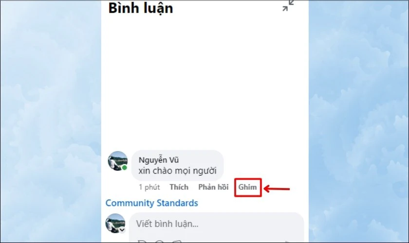 Tiếp tục nhấn v&agrave;o mục Ghim
