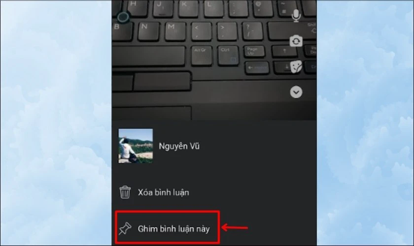 Tiếp tục chọn ghim b&igrave;nh luận