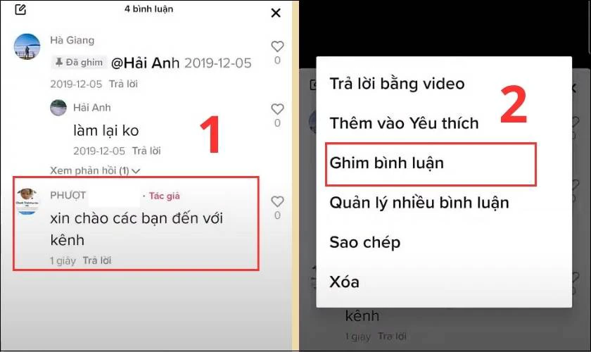 C&aacute;ch ghim v&agrave; thay thế b&igrave;nh luận TikTok đ&atilde; ghim trước đ&oacute;