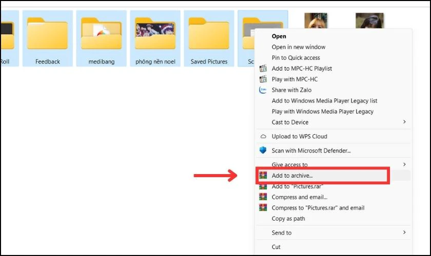 Hướng dẫn c&aacute;ch n&eacute;n file RAR tr&ecirc;n Win 11
