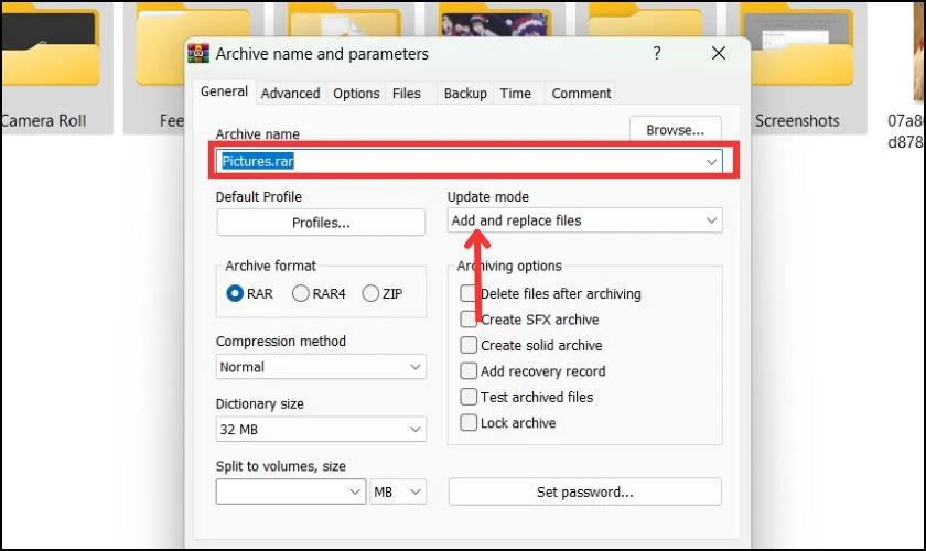 Đổi t&ecirc;n file v&agrave; định dạng cho tệp cần giải n&eacute;n