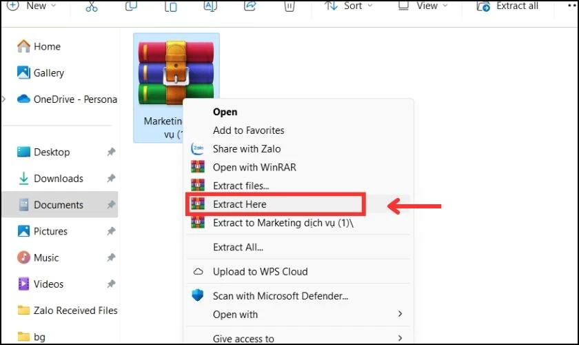 Giải n&eacute;n file RAR trực tiếp tr&ecirc;n m&aacute;y t&iacute;nh 