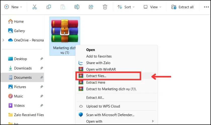 C&aacute;ch giải n&eacute;n file tr&ecirc;n Win 11 đến nơi cần lưu trữ