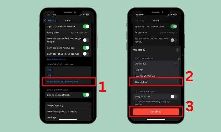 Xóa dữ liệu Safari và bộ nhớ cache