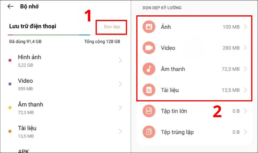 C&aacute;ch giải ph&oacute;ng dung lượng OPPO hiệu quả