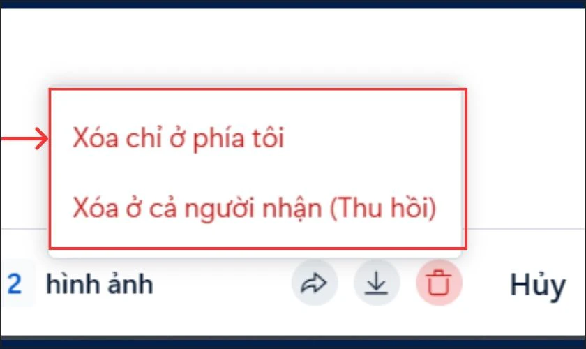 X&oacute;a chỉ ở ph&iacute;a t&ocirc;i hoặc X&oacute;a ở cả người nhận (Thu hồi)