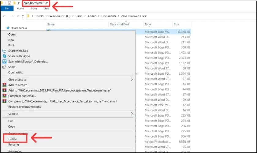 Mục Zalo Received File