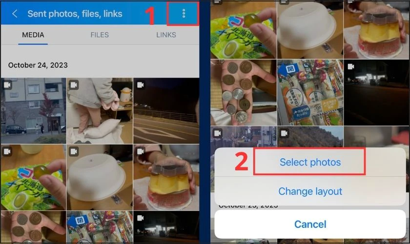 Nhấn giữ v&agrave;o Ảnh/Video bất kỳ để x&oacute;a ri&ecirc;ng lẻ từng c&aacute;i
