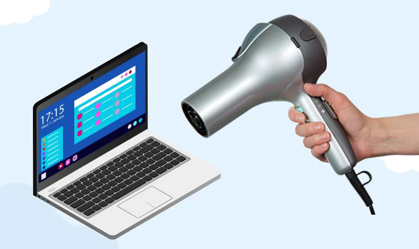 C&aacute;ch gỡ sticker tr&ecirc;n laptop nhanh ch&oacute;ng bằng m&aacute;y sấy