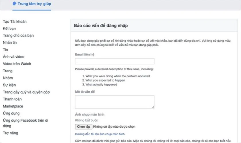 Gửi biểu mẫu y&ecirc;u cầu Facebook xem x&eacute;t khi t&agrave;i khoản c&oacute; vi phạm