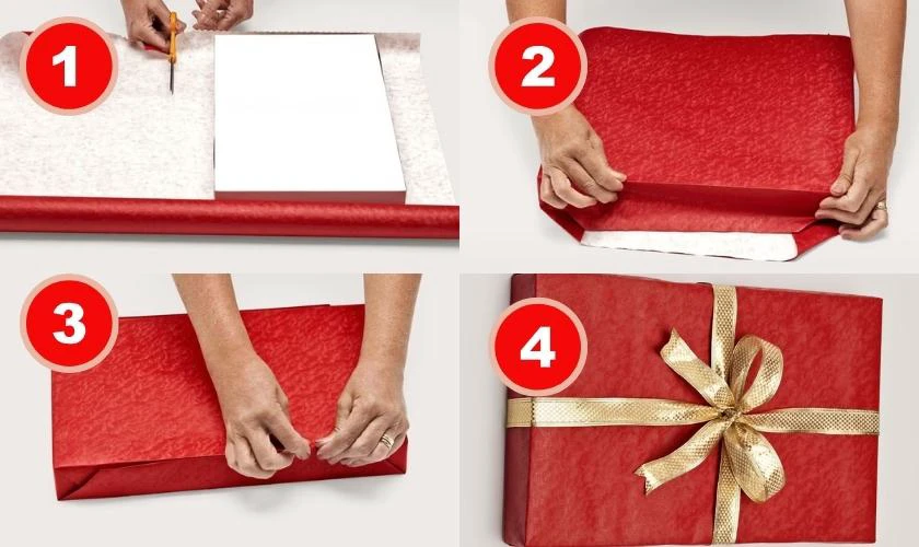 C&aacute;ch g&oacute;i qu&agrave; Gi&aacute;ng Sinh đẹp với giấy g&oacute;i qu&agrave; v&agrave; ruy băng