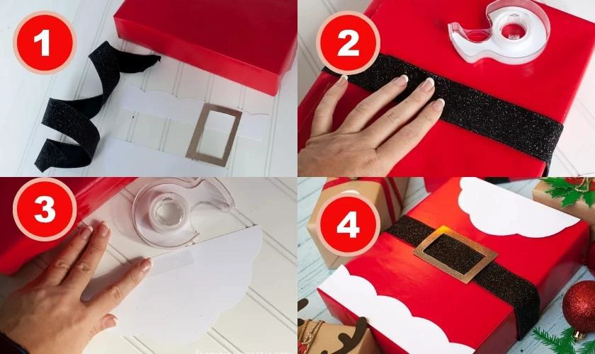 C&aacute;ch g&oacute;i qu&agrave; Gi&aacute;ng Sinh th&agrave;nh h&igrave;nh &ocirc;ng Gi&agrave; Noel