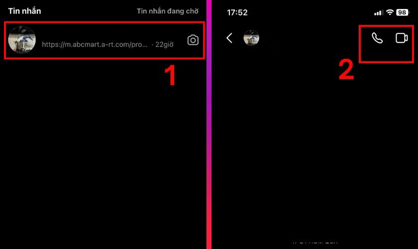 C&aacute;ch gọi video call tr&ecirc;n Instagram bằng điện thoại bước 2