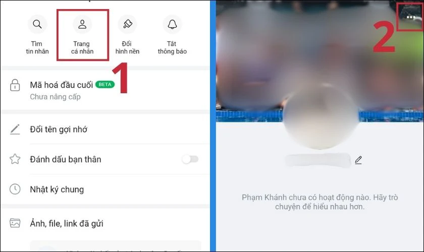 Bạn chọn v&agrave;o mục Trang c&aacute; nh&acirc;n v&agrave; nhấn v&agrave;o biểu tượng ba chấm