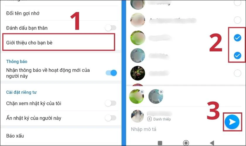 Nhấn chọn Giới thiệu bạn b&egrave;