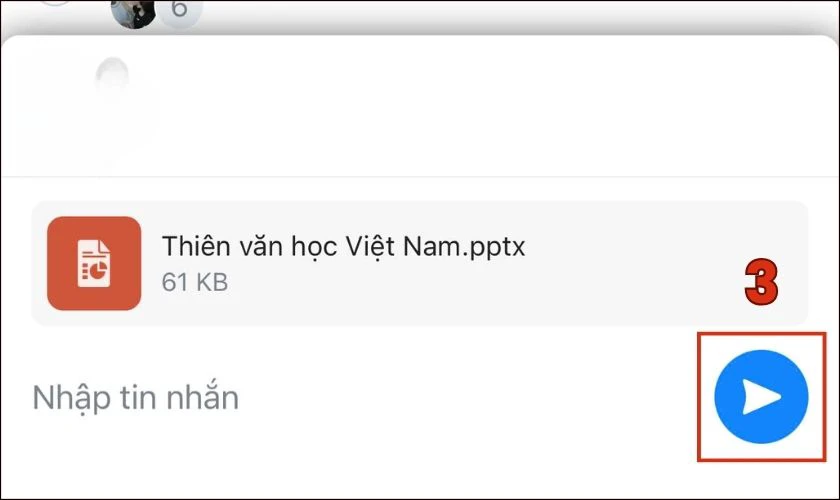 Chọn người nhận trong danh bạ, nhấn Gửi để hoàn tất