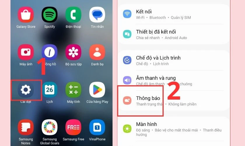 Cách hiện phần trăm pin Samsung trên thanh trạng thái