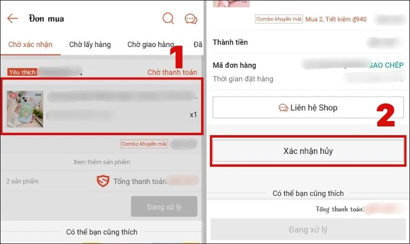 C&aacute;ch hủy đơn h&agrave;ng tr&ecirc;n shopee khi đang chờ x&aacute;c nhận