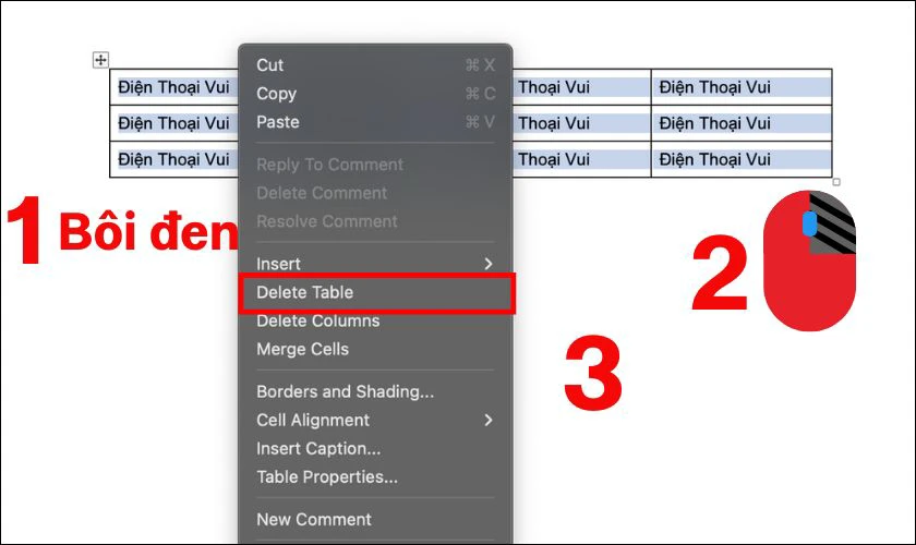 C&aacute;ch x&oacute;a bảng trong Word nhanh ch&oacute;ng