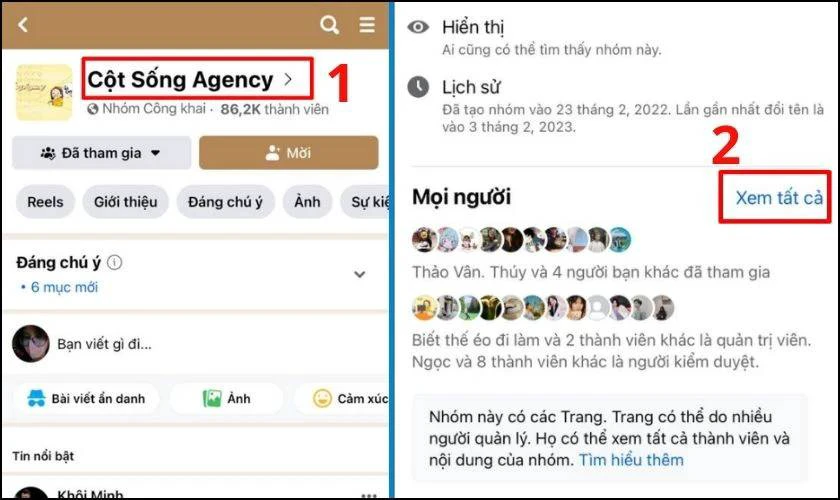 Sau đ&oacute; k&eacute;o xuống mục Mọi người v&agrave; nhấn Xem tất cả