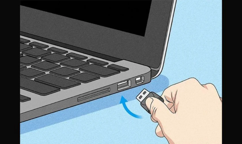 Cắm đầu cáp USB của bàn phím vào cổng USB trên laptop DELL
