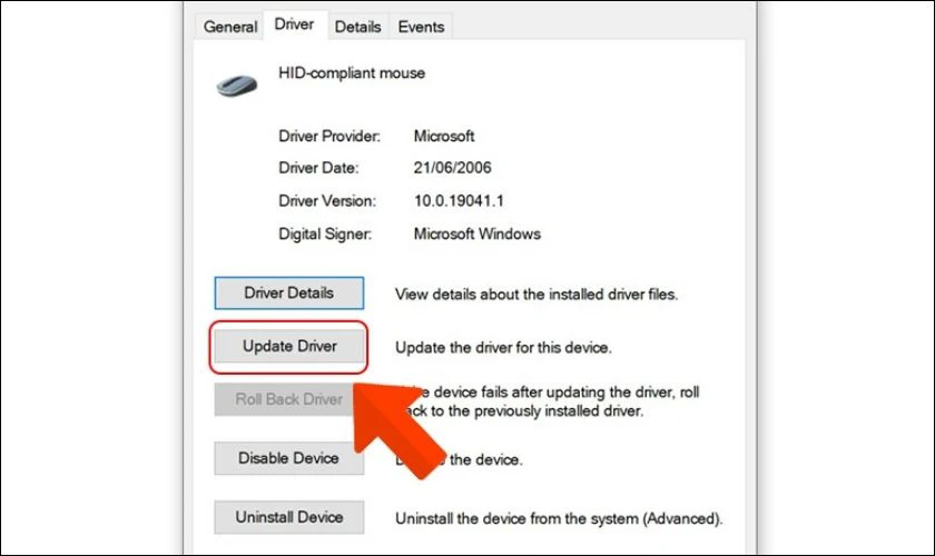 Nhấp chuột phải vào thiết bị và chọn Update driver